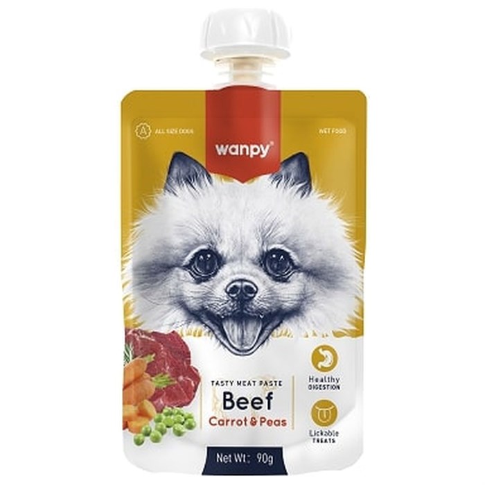 Wanpy Dog Лакомство для собак Мясной мусс из говядины и моркови с горохом, 90 гр MZB870227 - фото 14099