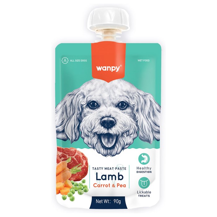 Wanpy Dog Лакомство для собак Мясной мусс из ягненка и моркови с горохом, 90 гр MZB870234 - фото 14105