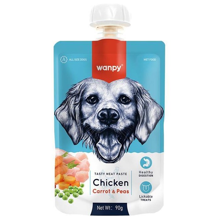Wanpy Dog Лакомство для собак Мясной мусс из курицы и моркови с горохом, 90 гр MZB870203 - фото 14108