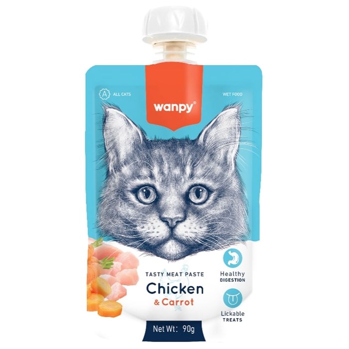 Wanpy Cat Лакомство для кошек Мясной мусс из курицы и моркови, 90 гр MZB871514 - фото 14199