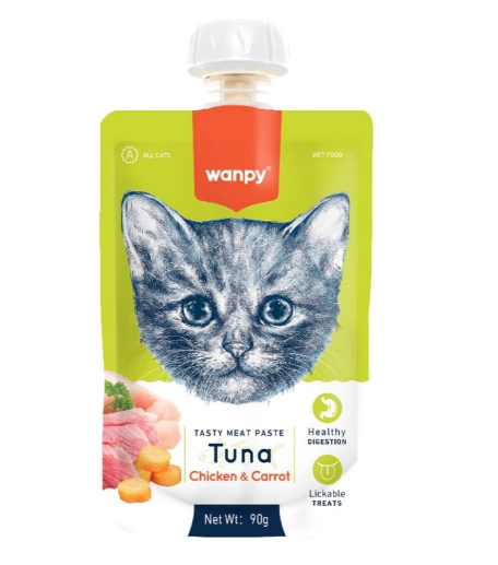 Wanpy Cat Лакомство для кошек Мясной мусс из тунца и курицы с морковью, 90 гр MZB871545 - фото 14207