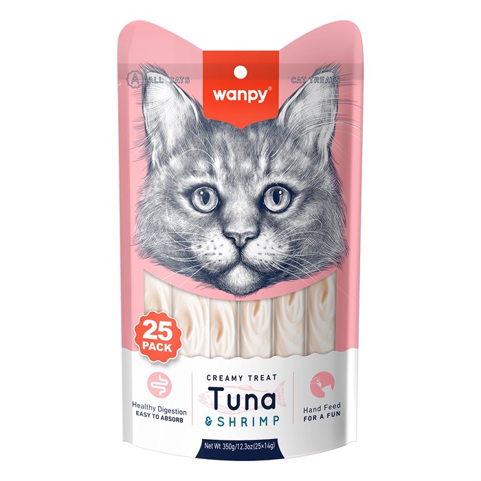 Wanpy Cat Лакомство для кошек "нежное пюре" из тунца с креветками, 350 гр MZB871378 - фото 14212