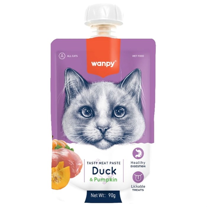 Wanpy Cat Лакомство для кошек Мясной мусс из утки и тыквы, 90 гр MZB871521 - фото 14241