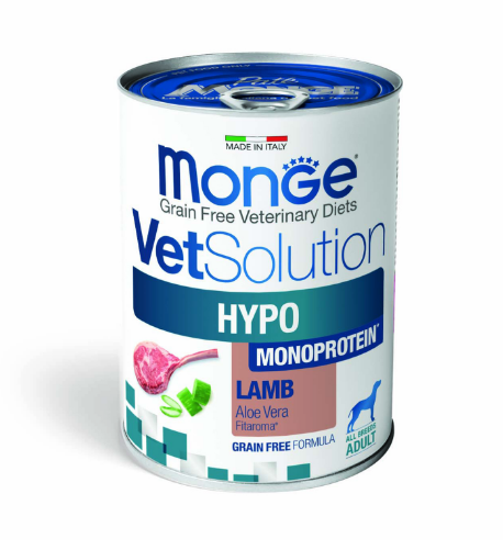 Monge VetSolution Dog Hypo Monoprotein Lamb влажная диета для собак Гипо монопротеин с ягненком, 400 гр MZB082051 - фото 14498