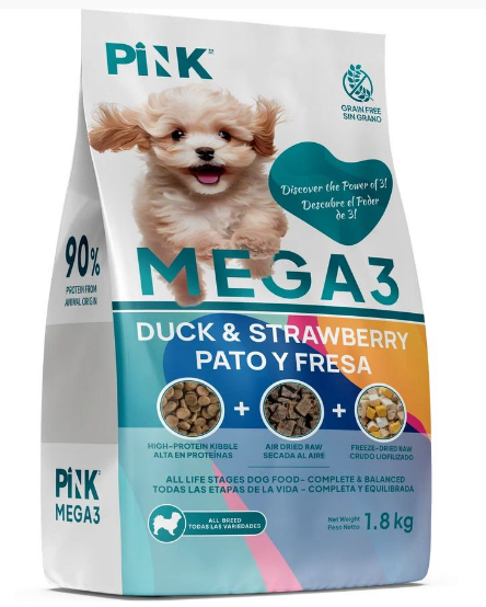 Pink MEGA 3 Сухой беззерновой корм для собак всех пород Утка 3 гранулы, 1.8 кг MZB735763 - фото 14626