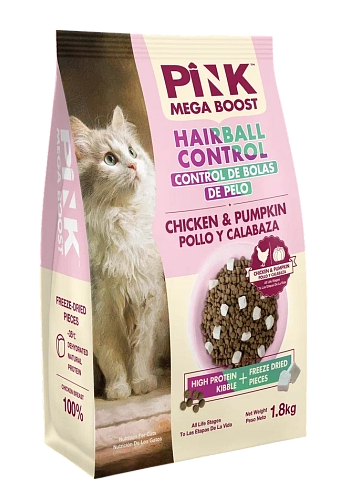 Pink MEGA BOOST "Hairball control" корм для кошек всех возрастов "Курица с тыквой", 5 кг MZB431416 - фото 14666