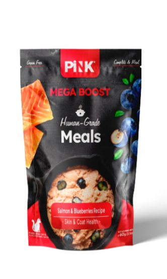 Pink MEGA BOOST пауч консервы для кошек Skin & Coat Health "Лосось с черникой", 60гр MZB431522 - фото 14681