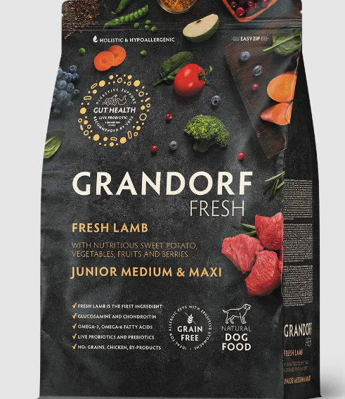 GRANDORF Fresh DOG JUNIOR Lamb&Sweet Potato Свежее мясо ягненка с бататом для юниоров, 10 кг MZB852734 - фото 14755
