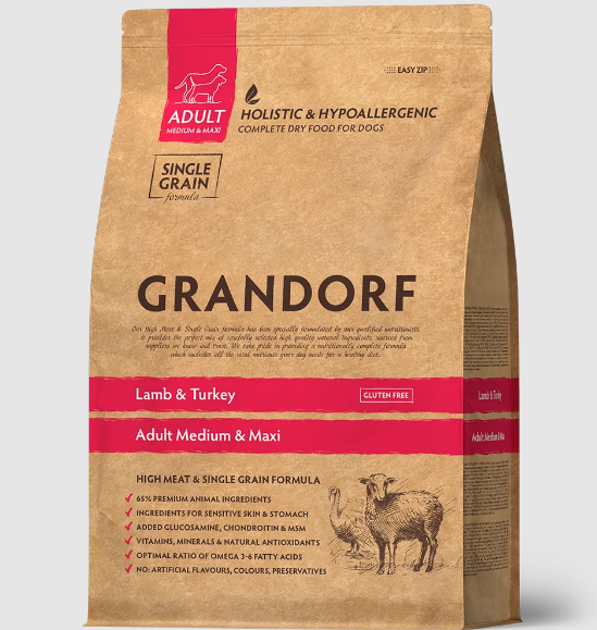 GRANDORF DOG Lamb&Turkey MED&MAXI ягнёнок с индейкой для собак средних и крупных пород, 10 кг. MZB850976 - фото 14770