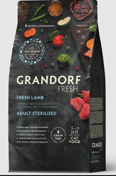 GRANDORF Fresh Cat STERILISED Lamb&Sweet Potato Свежее мясо ягненка с бататом для стерилизованных кошек, 400 гр MZB852611 - фото 14975