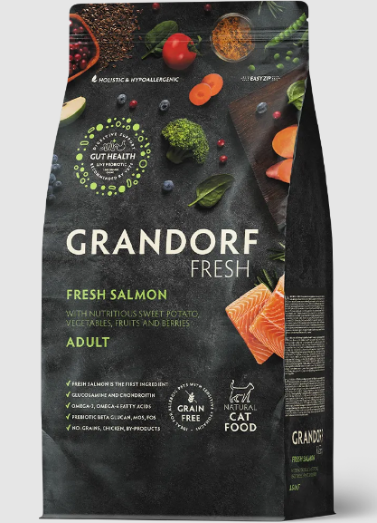 GRANDORF Fresh Cat ADULT Salmon&Sweet Potato Свежее филе лосося с бататом для кошек, 400 гр MZB852574 - фото 15039