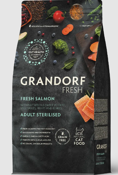 GRANDORF Fresh Cat STERILISED Salmon&Sweet Potato Свежее филе лосося с бататом для стерилизованных кошек, 400 гр MZB852635 - фото 15043