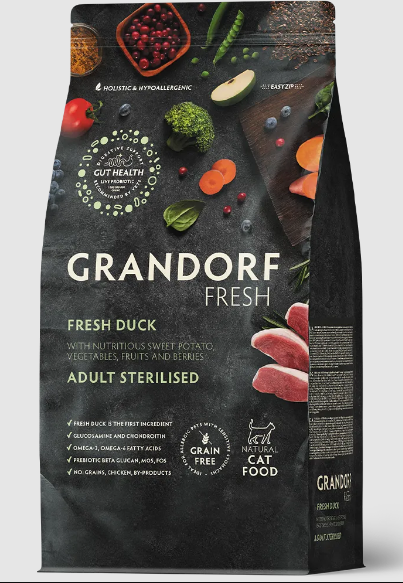 GRANDORF Fresh Cat STERILISED Duck&Sweet Potato Свежее мясо утки с бататом для стерилизованных кошек, 2 кг MZB852666 - фото 15055