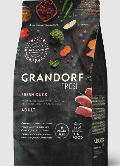 GRANDORF Fresh Cat ADULT Duck&Sweet Potato Свежее мясо утки с бататом для кошек, 400 гр MZB852598 - фото 15059