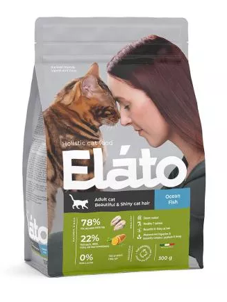 Elato Holistic корм для взрослых кошек с рыбой для красивой и блестящей шерсти, 300 гр MZB100953 - фото 15587