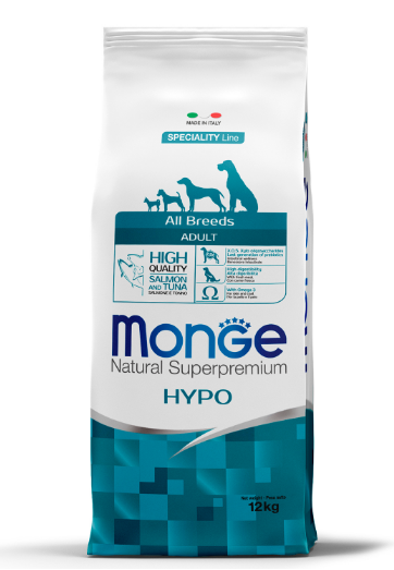 MONGE SPECIALITY LINE ALL BREEDS ADULT HYPO SALMONE & TUNA сухой корм для собак гипоаллергенный лосось с тунцом, 12 кг MZB011174 - фото 15967