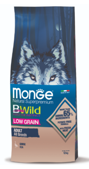 Monge Dog BWild LOW GRAIN низкозерновой корм из мяса гуся для взрослых собак всех пород, 12 кг MZB011778 - фото 16059