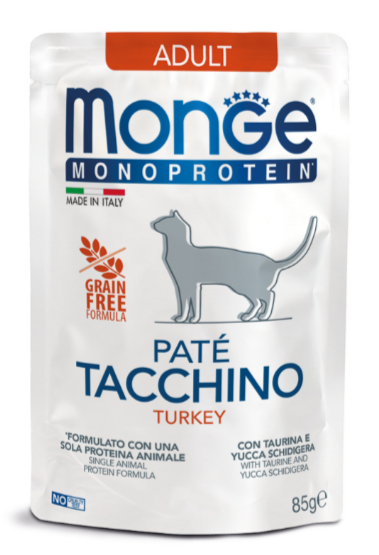 Monge Cat Monoprotein Pouch паучи для кошек индейка, 85 гр MZB013734 - фото 16066