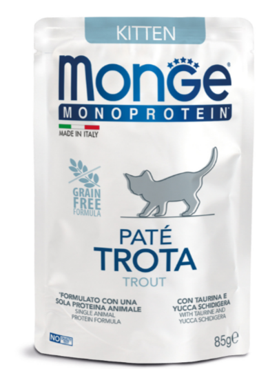 Monge Cat Monoprotein Pouch паучи для котят форель, 85 гр MZB013727 - фото 16074