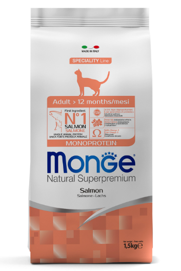 Monge Cat корм для взрослых кошек с лососем, 1.5 кг MZB005517 - фото 16168