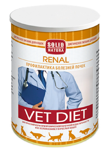 Solid Natura VET Renal диета для кошек влажный, 340 гр MZB043313 - фото 16237
