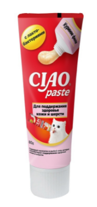 INABA Paste паста для кошек для поддержания здоровья кожи и шерсти Куриное филе, 80 гр MZB644603 - фото 16356