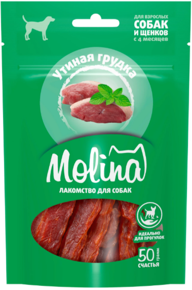 MOLINA  Лакомство для собак всех пород и щенков, Утиная грудка, 50 гр MZB044894 - фото 16558