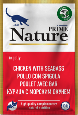 PRIME NATURE пауч в желе Курица с морским окунем для кошек, 100 гр MZB519455 - фото 16614