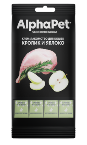 ЛАКОМСТВО ALPHAPET Крем-суп для кошек с кроликом и яблоком, 48 гр MZB654844 - фото 16922