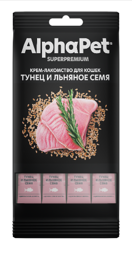 ЛАКОМСТВО ALPHAPET Крем-суп для кошек с тунцом и льняным семенем, 48 гр MZB654790 - фото 16929