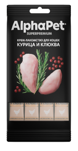 ЛАКОМСТВО ALPHAPET Крем-суп для кошек с курицей и клюквой, 48 гр MZB654608 - фото 16935