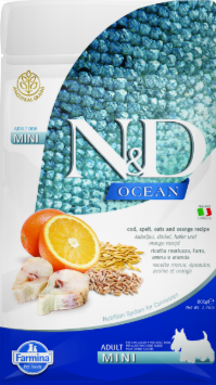 N&D Dog Cod, Spelt, Oats & Orange Adult Mini с треской и апельсином низкозерновой сухой корм для собак мелких пород, 800 гр MZB036582 - фото 17042