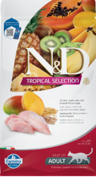 N&D Cat Tropical Selection с курицей, спельтой и тропическими фруктами низкозерновой сухой корм для взрослых кошек, 1.5 кг MZB042163 - фото 17054