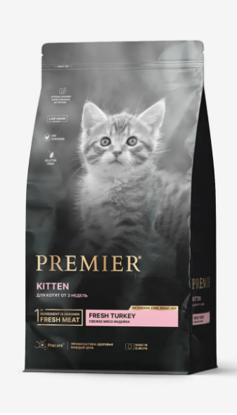 Premier Cat Turkey KITTEN Свежая индейка для котят, 400 гр MZB851584 - фото 17108