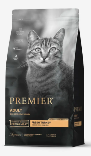 Premier Cat Turkey ADULT Свежая индейка для кошек, 400 гр MZB851683 - фото 17112