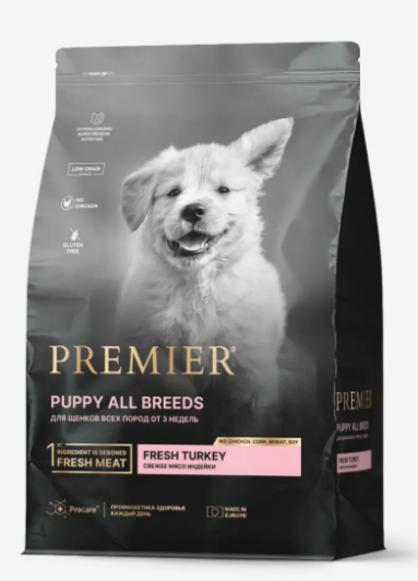 Premier Dog Turkey PUPPY Свежее мясо индейки для щенков, 3 кг MZB851348 - фото 17148
