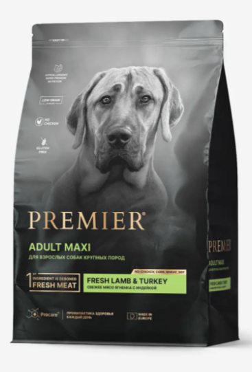 Premier Dog Lamb&Turkey ADULT Maxi Свежее мясо ягненка с индейкой для собак крупных пород, 3 кг MZB851515 - фото 17172
