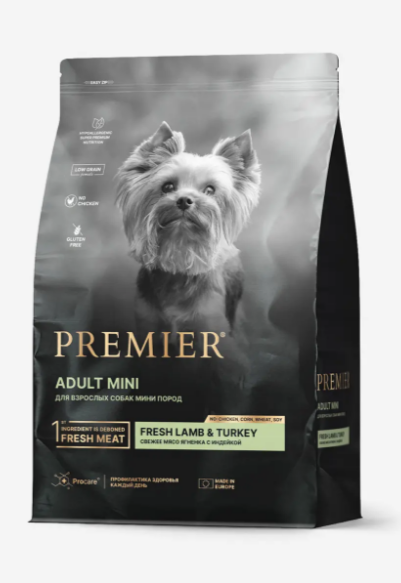 Premier Dog Lamb&Turkey ADULT Mini Свежее мясо ягненка с индейкой для собак мелких пород, 1 кг MZB851461 - фото 17192