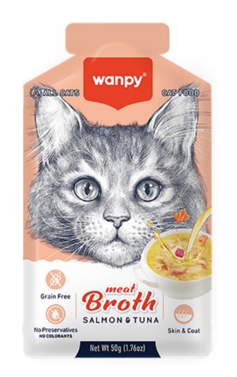 Wanpy Cat Пауч для кошек "Бульон" с лососем и тунцом, 50 гр MZB871729 - фото 17286