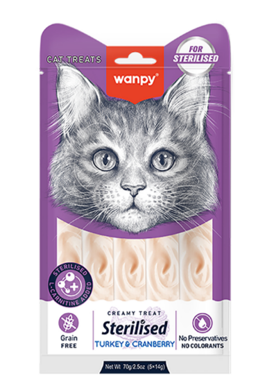 Wanpy Cat Лакомство для стерилизованных кошек «нежное пюре» из тунца с клюквой, 70 гр MZB874041 - фото 17297
