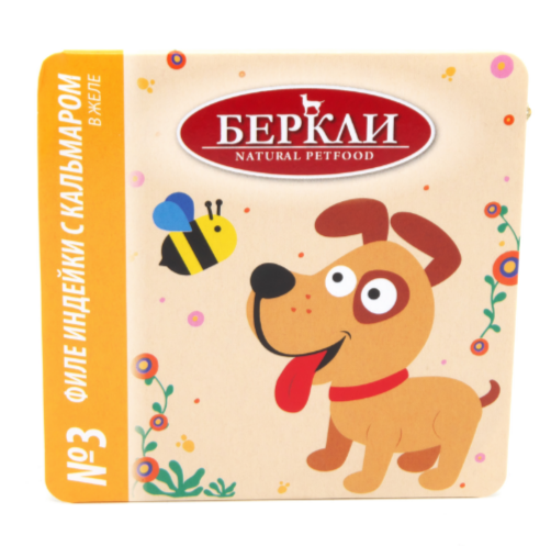 Беркли №3 Филе индейки с кальмаром в желе для собак ламистер, 100 гр MZB907610 - фото 17359