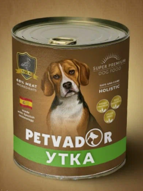 Petvador Полнорационный влажный корм для собак всех стадий  жизни с уткой, 400 гр MZB045546 - фото 17431