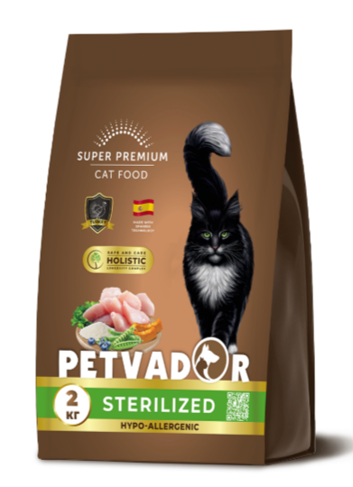 Petvador корм Holistic Полнорационный корм для стерилизованых кошек и кастрированных котов индейка, 2 кг MZB931513 - фото 17458