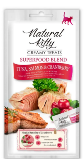 Лакомство Pettric Natural Kitty крем-суп для кошек Тунец, лосось и клюква, 4х12 гр. MZB602429 - фото 17496