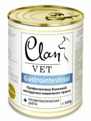 CLAN VET GASTROINTESTINAL диет консервы  для собак Профилактика болезней ЖКТ, 340 гр MZB040626 - фото 17522