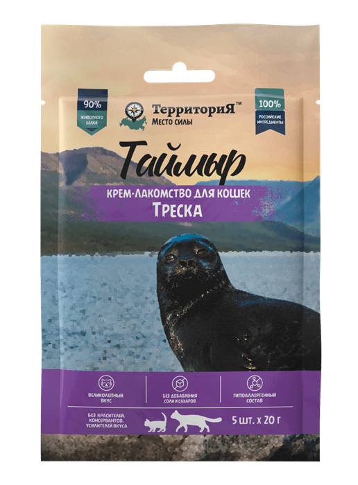 ТерриториЯ Таймыр Крем-лакомство для кошек Треска, 5 шт х 20 гр MZB561695 - фото 17565