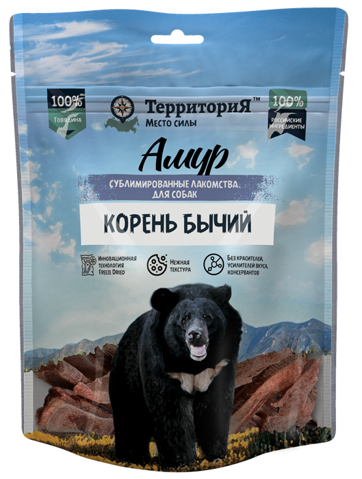 ТерриториЯ Амур Корень бычий сублимированное лакомство для собак, 65 гр MZB985412 - фото 17585