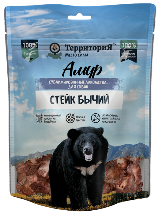 ТерриториЯ Амур Стейк бычий сублимированное лакомство для собак, 55 гр MZB985405 - фото 17591