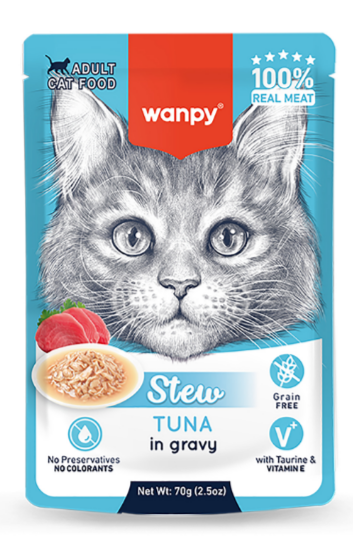 Wanpy Cat Дополнительный консервированный корм пауч для кошек тунец в собственному соку, 70 гр MZB853251 - фото 17602