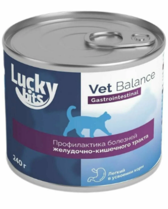 Консервы для кошек Lucky bits Гастроинтестинал профилактика при нарушении пищеварения, 240 гр MZB643499 - фото 17642